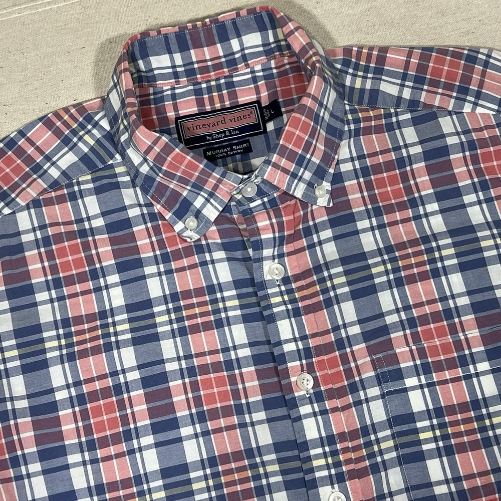Vineyard Vines Murray Shirt‎ Mens L Button Up Cotton Whale Logo S/S Shep & Ian